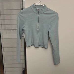 zara quarter zip crop